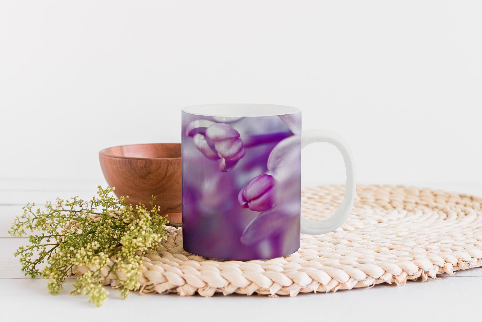 MuchoWow Tasse Nahaufnahme Teetasse, eines Kaffeetassen, Teetasse, Becher, Keramik, Geschenk Lavendels, lila