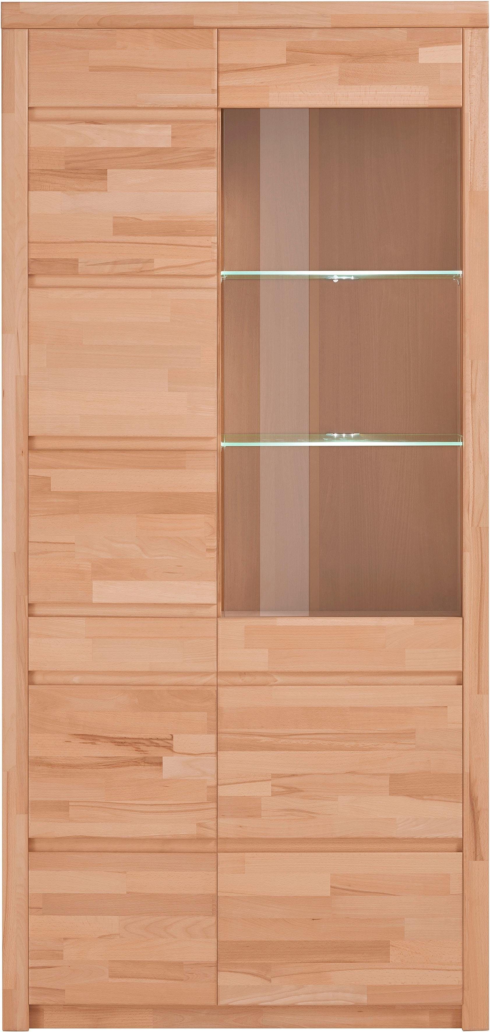 OTTO home Vitrine SILBEKORG B/T/H: 90/35/190cm, Fronten & Leisten aus Massivholz 10 Fächer, variable Einlegeboden aus Glas&Melamin, Korpus aus Melamin – Bild 2 von 5