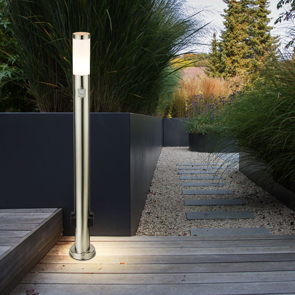 Leuchtmittel Garten Weg Außen-Stehlampe, Edelstahl etc-shop Lampe Bewegungsensor inklusive, Leuchte Warmweiß, LED Außen
