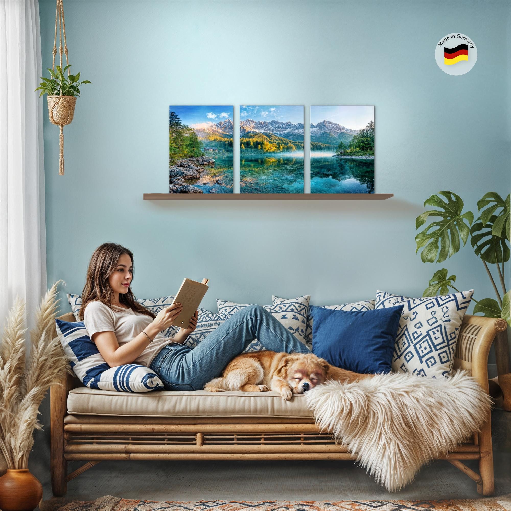 Novart Wandbild Baum des Lebens Abstrakt Modern Wandbilder Set Wohnzimmer, Berge (3 St)