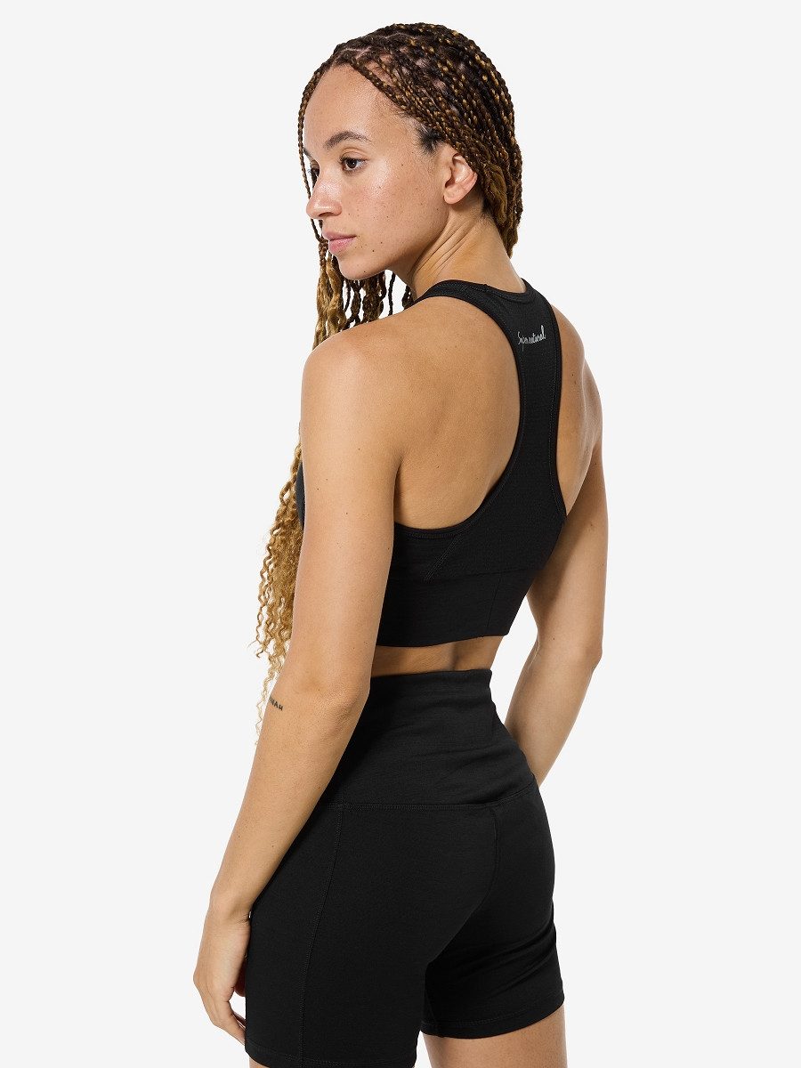 SUPER.NATURAL Sport-BH für Damen aus Merino W LIQUID FLOW TOP mit hoch geschnittenem Ausschnitt