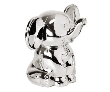 EDZARD Spardose Elefant, versilberte Sparbüchse mit Anlaufschutz, Sparschwein im modernen Design, ideal als Geschenk, Höhe 11 cm