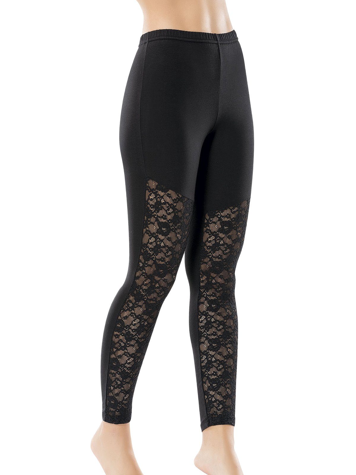 Derya Kursun Leggings »Damen Stretch Tight mit transparenter Spitze« Schwarz,  BS567DK online kaufen | OTTO
