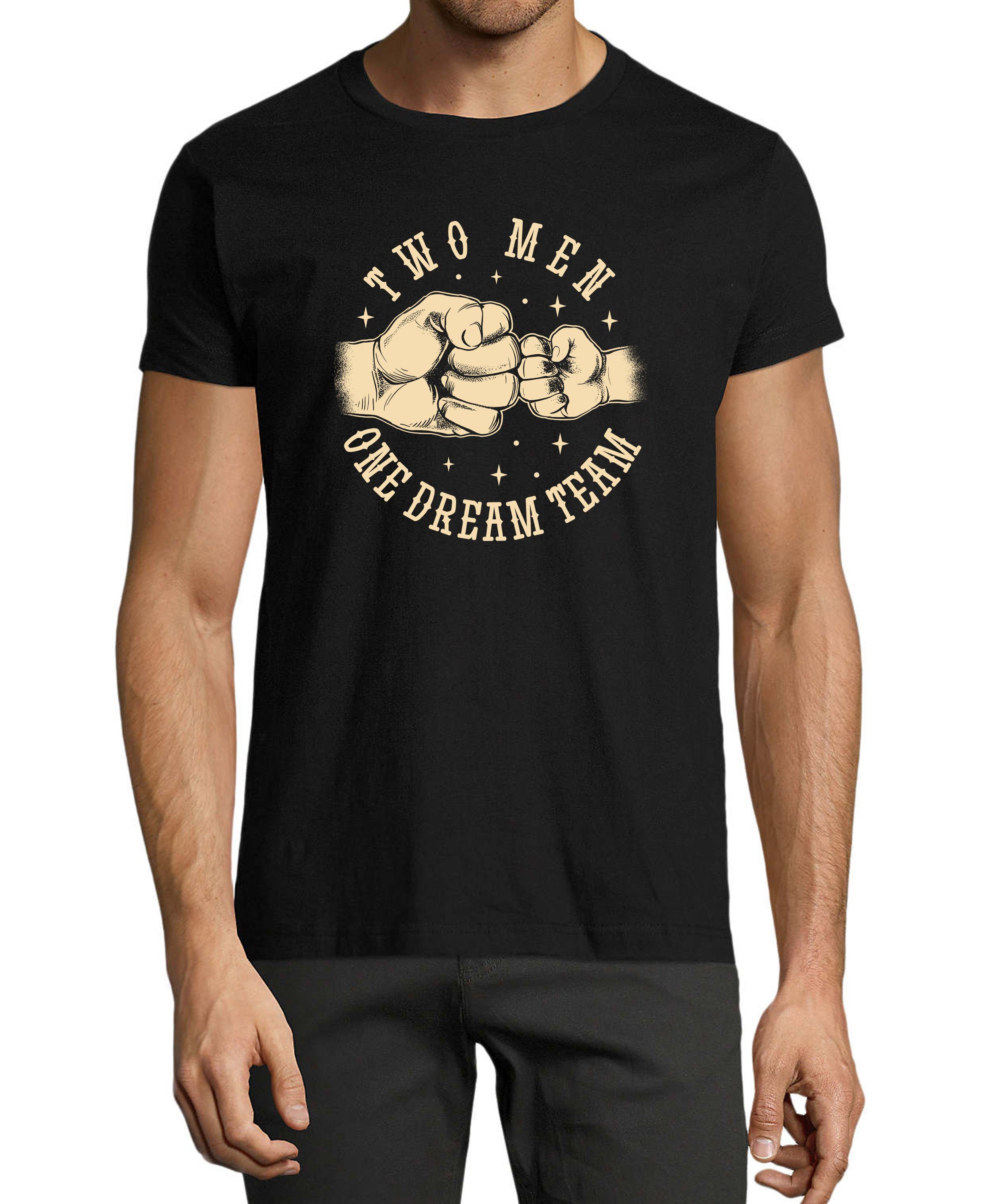 MyDesign24 T-Shirt Herren Print Shirt - Vater mit Sohn Dream Team Baumwollshirt mit Aufdruck Regular Fit, i306 schwarz