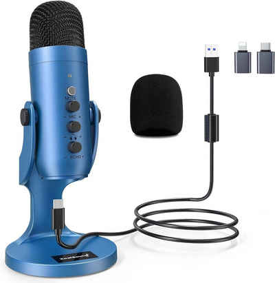 ZealSound Mikrofon, USB Mikrofon für Handy PC Konsolen, mit Echo/Stumm Aufzeichnung, ASMR