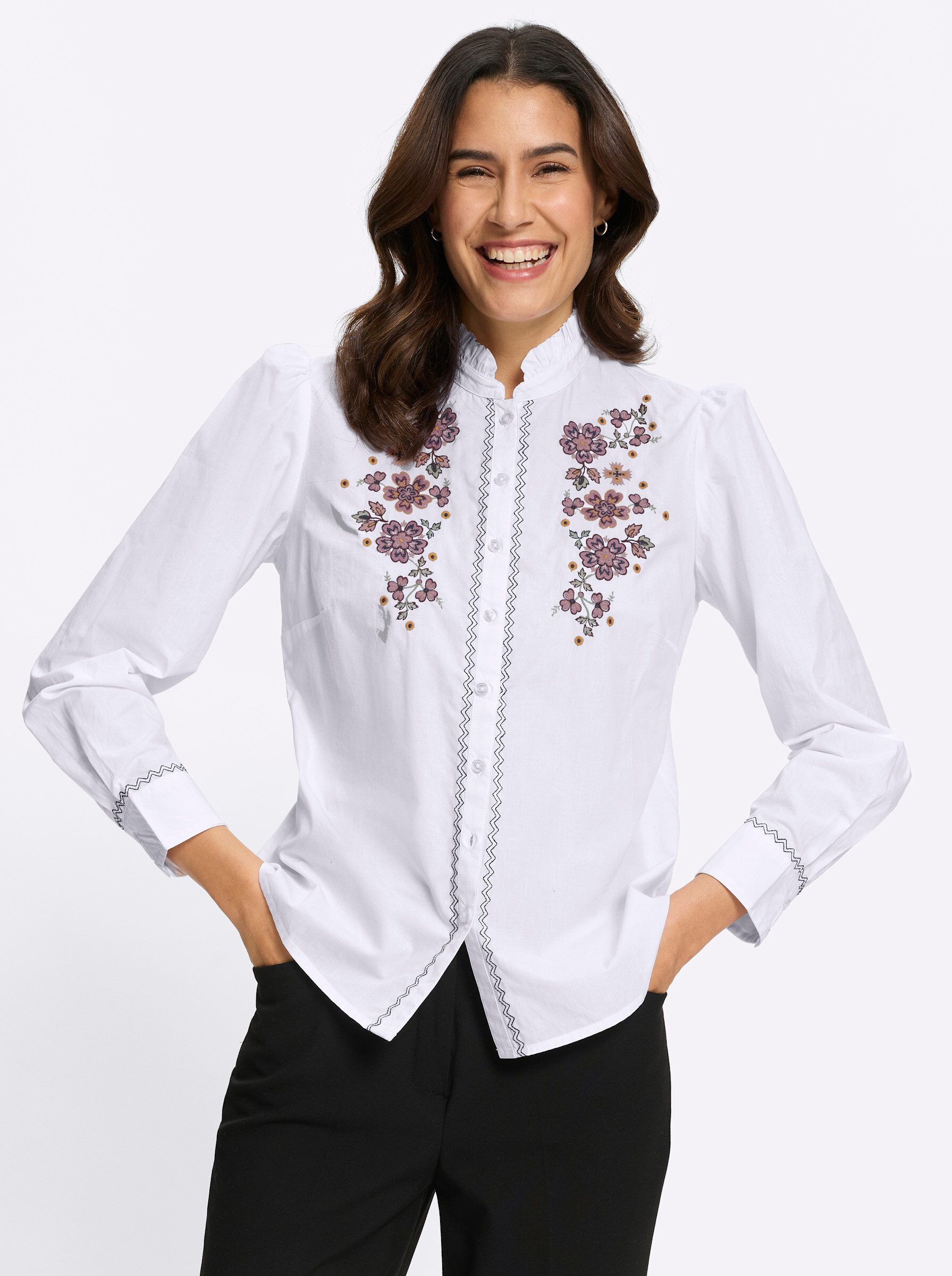 Witt Klassische Bluse Baumwoll-Bluse Langarm