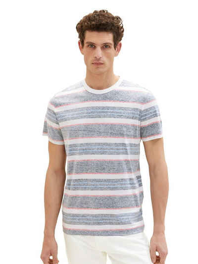 TOM TAILOR T-Shirt PRINTED STRIPE (1-tlg) aus Baumwolle