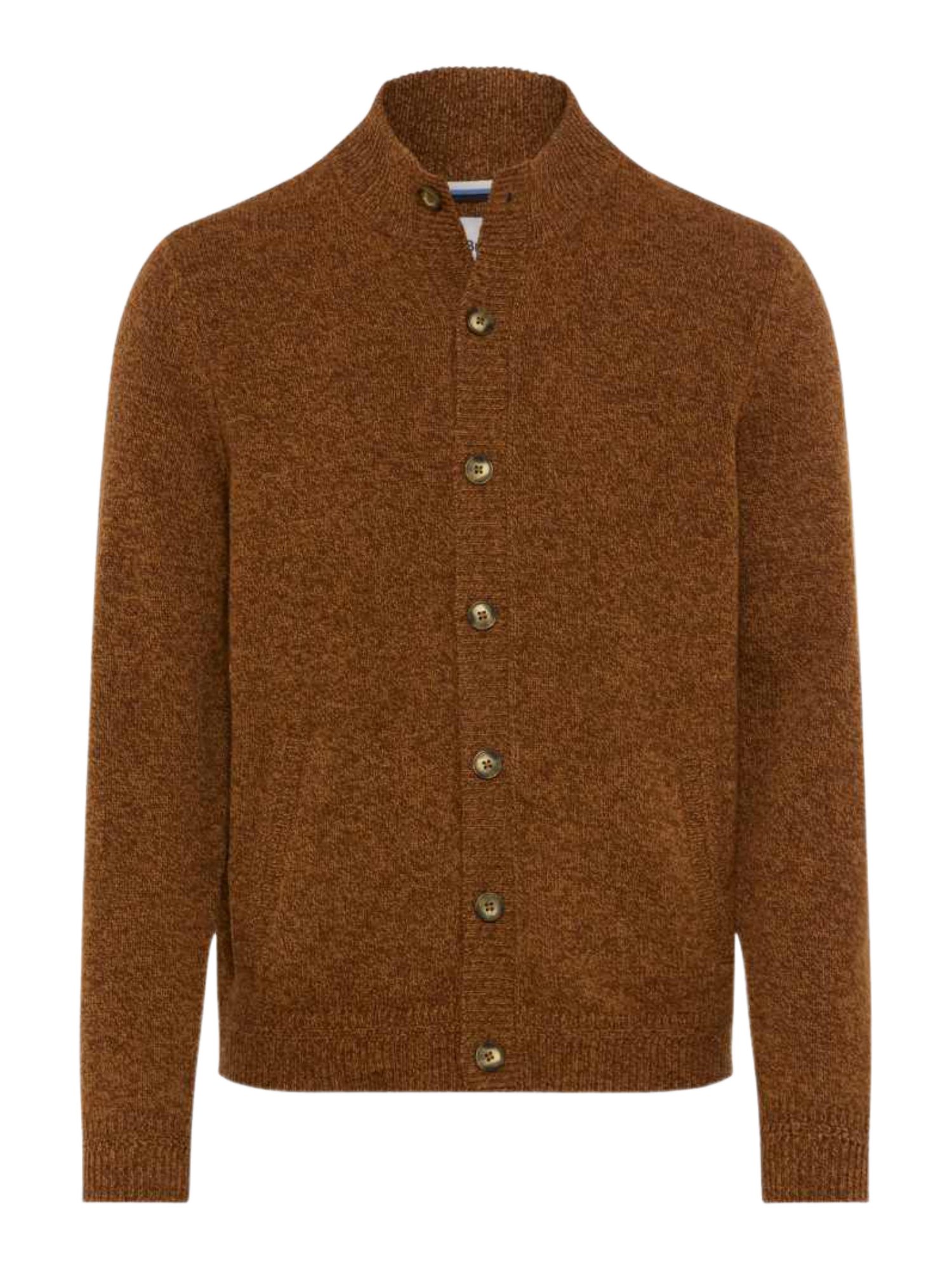 Brax Strickjacke braun,Casual,Wolle,Meliert,Stehkragen,Lang,Regular Fit