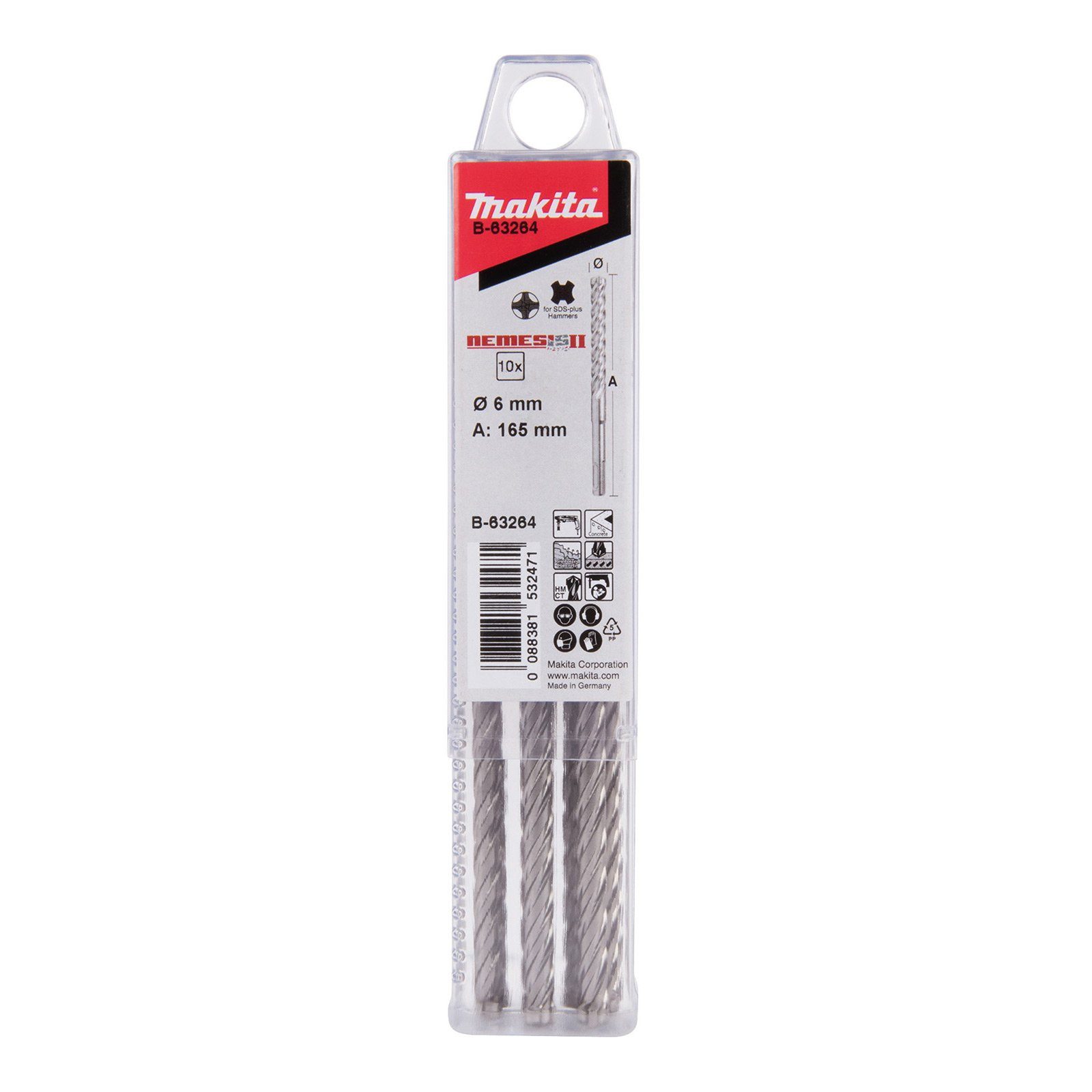Makita B-58051 SDS-PLUS Hammerbohrer – 6,5x315 Mm, Für Beton & Stahlbeton, Mit Power-Shoulders-Design