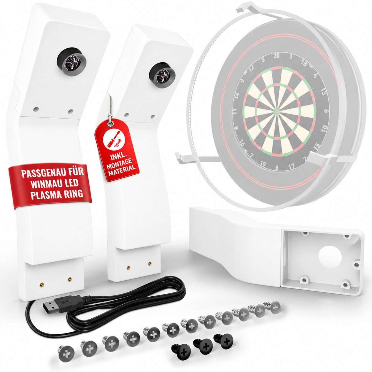 König Design Dartscheibe Autodarts Kamerahalter für Winmau Plasma Scoringsystem Kamera OV9732, (3-tlg), einfache Montage mit Kabelführung