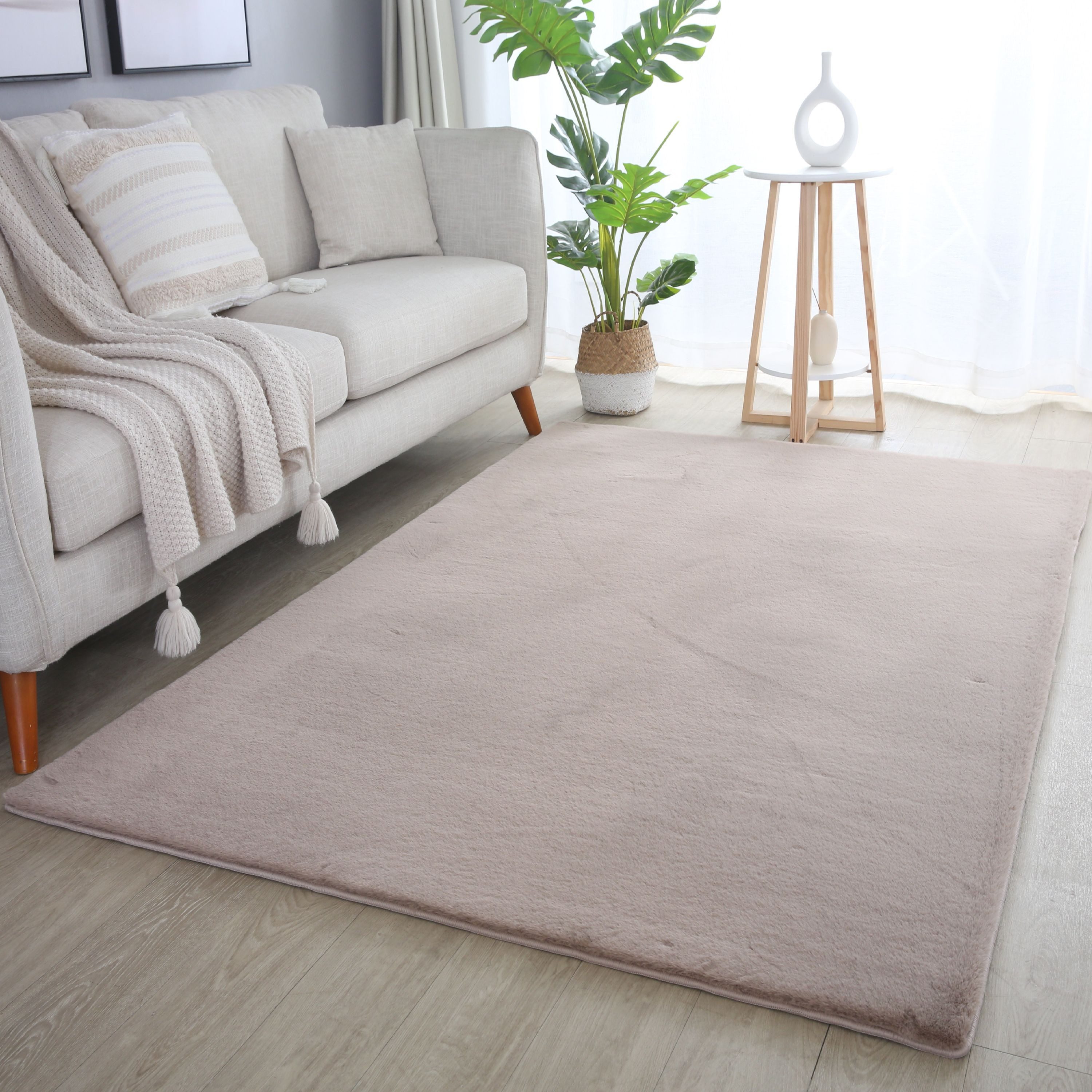 SIMPEX24 Teppich Unicolor - Einfarbig, Läufer, Höhe: 20 mm, Teppich Wohnzimmer Einfarbig Shaggy Modern Flauschiger Felloptik Weich