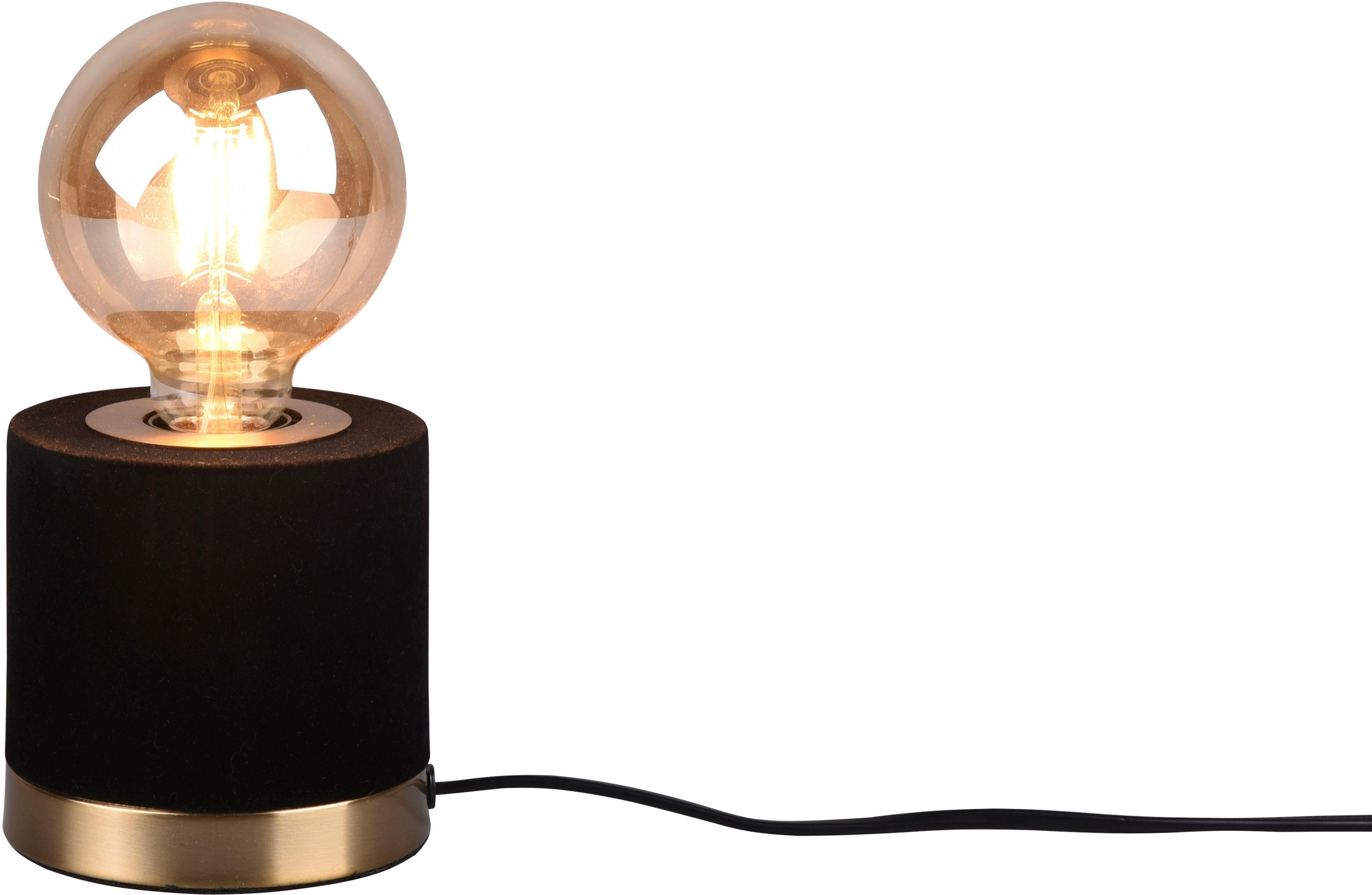TRIO Leuchten Schreibtischlampe Judy, ohne Leuchtmittel, Tischleuchte, Messingfarben Samtbezug, Leuchtmittel wechselbar schwarz | Tischlampen