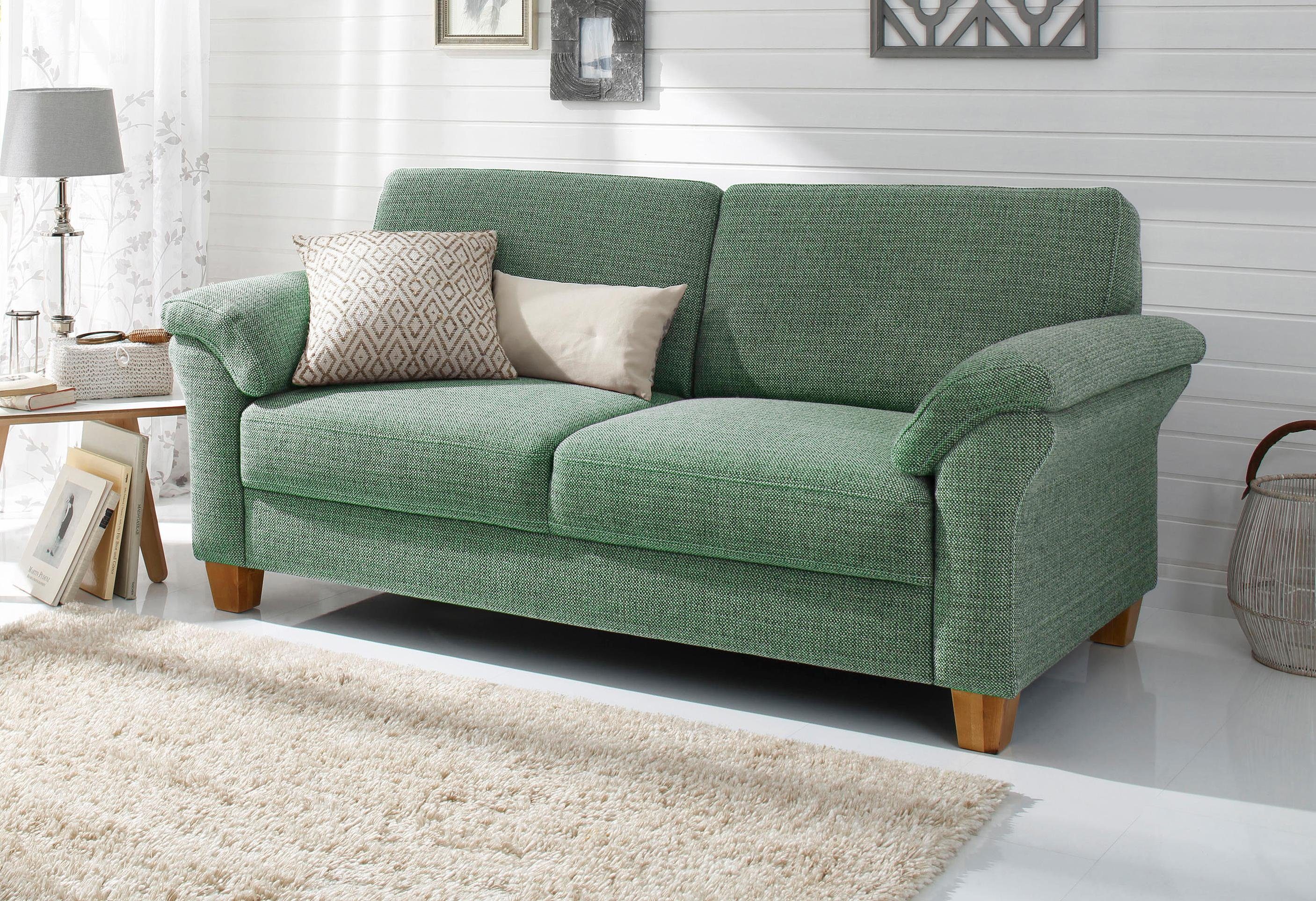 OTTO home 3-Sitzer Borkum, B: 186 cm, Federkern, Komfortsitzhöhe 46 cm, Landhausstil, Holzfüße, Kopfstützen nachrüstbar