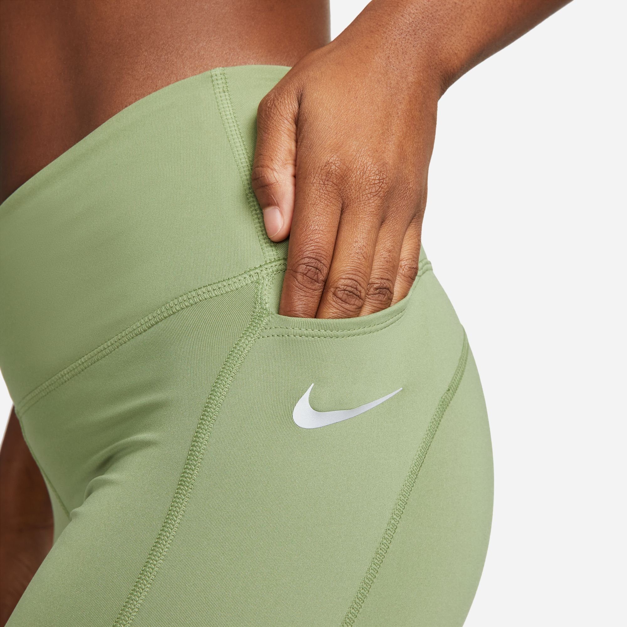 RUNNING Lauftights WOMEN'S Nike EPIC POCKET LEGGINGS FAST grün MID-RISE