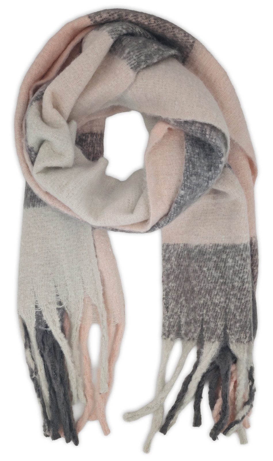 styleBREAKER XXL-Schal Karo Webschal mit langen Fransen, (1-St) günstig online kaufen