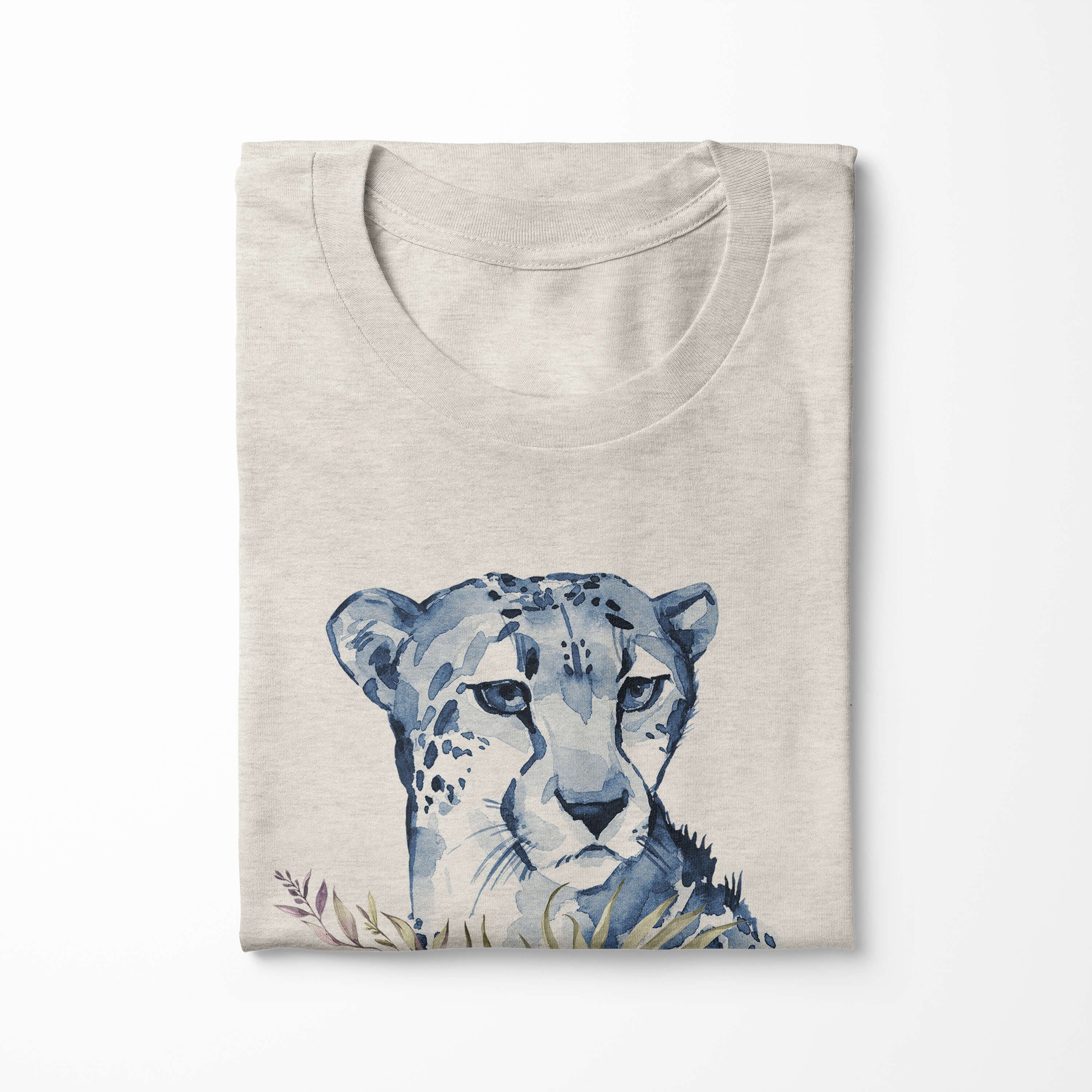 Sinus Art T-Shirt Herren Shirt gekämmte Motiv Bio-Baumwolle Aquarell aus Nachhaltig T-Shirt 100% (1-tlg) Gepard erneu Ökomode