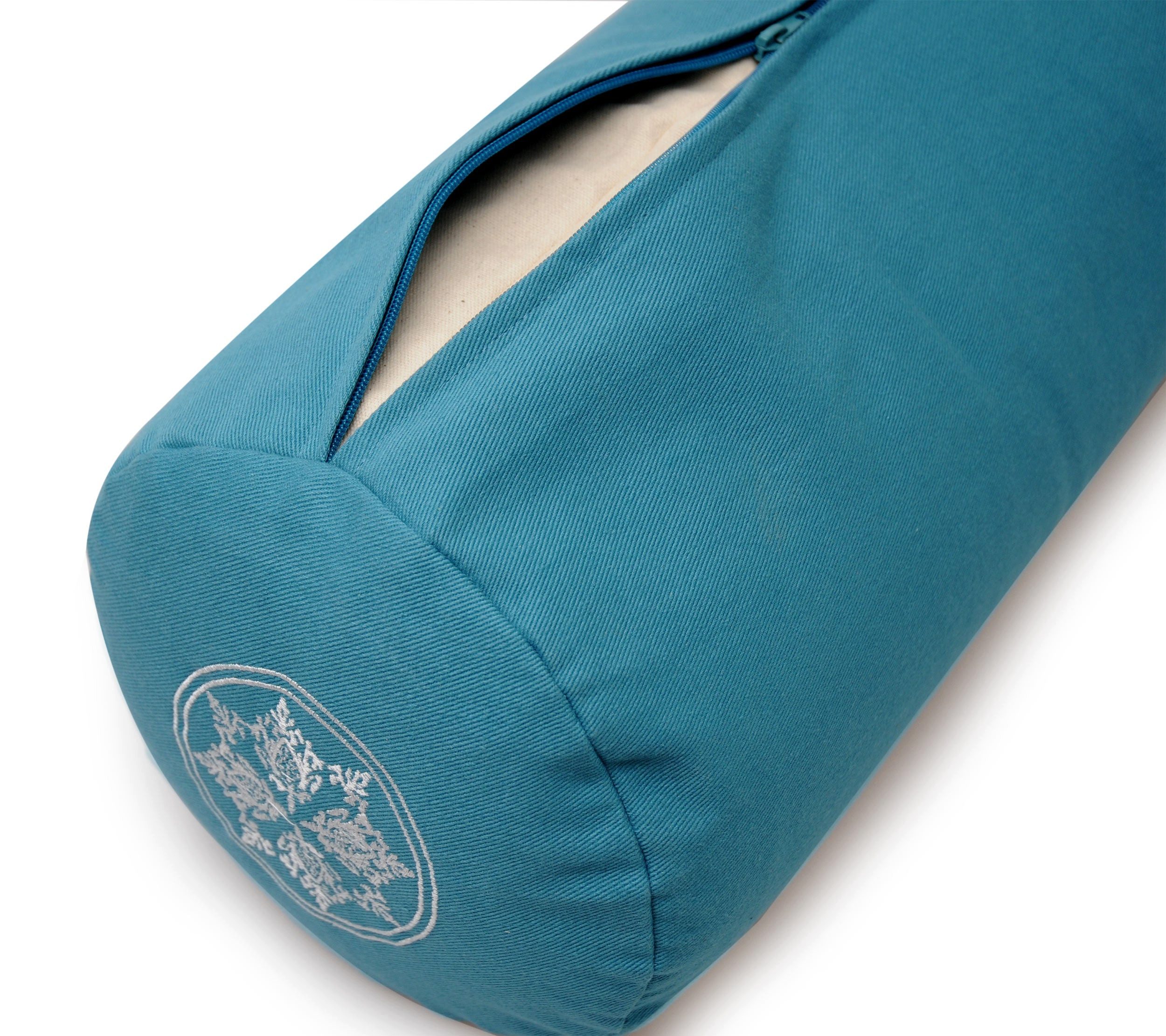 Yogishop Yogakissen Yoga-Bolster rund - vintage - organic cotton, Bolster aus Bio-Baumwolle, ideal für Yin & Restorative Yoga
