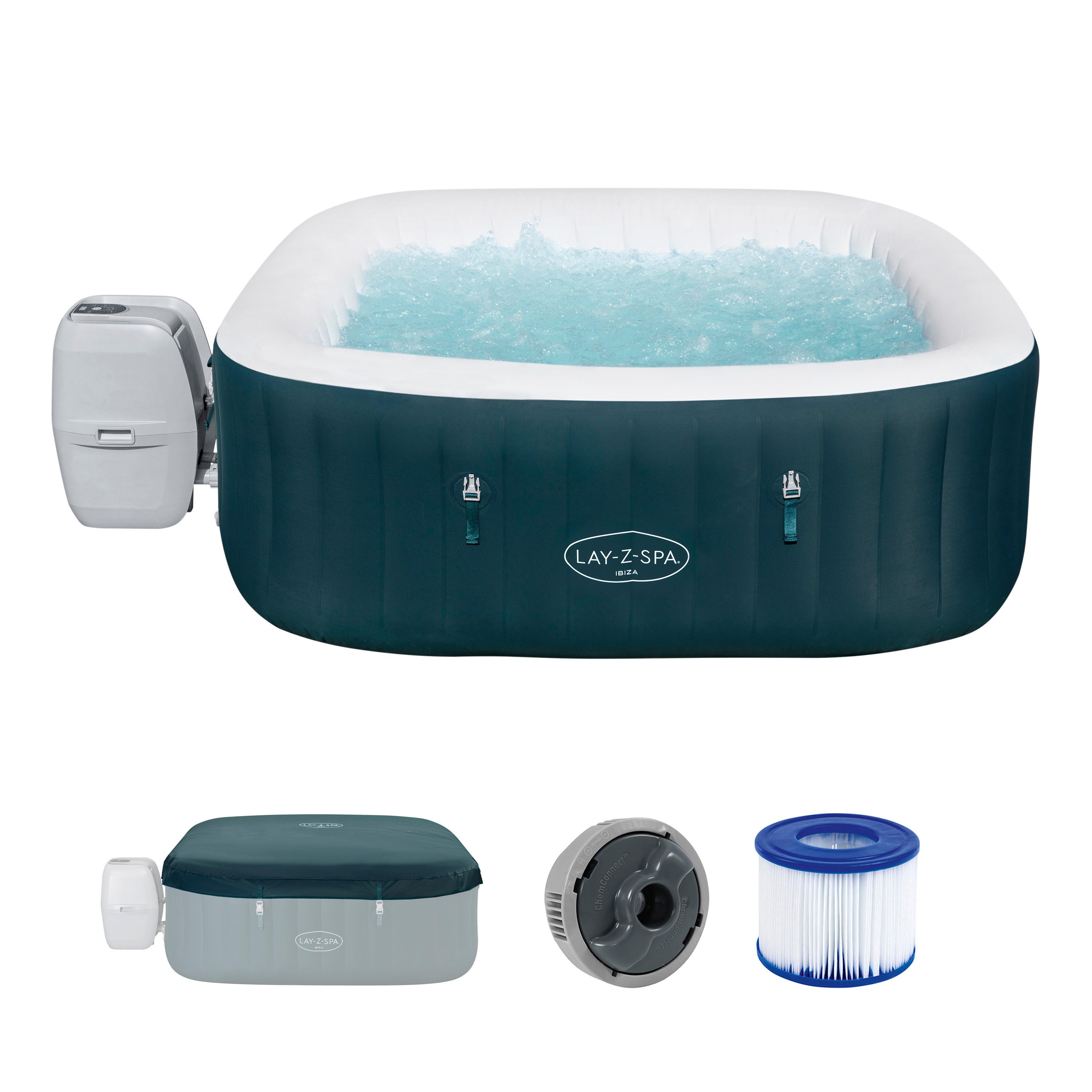 Bestway Whirlpool LAY-Z-SPA® Ibiza AirJet™, (Set, für max. 4 Personen), 180 x 180 x 66 cm
