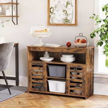 VASAGLE Sideboard, Beistellschrank, Küchenschrank mit Ablagen, vintagebraun