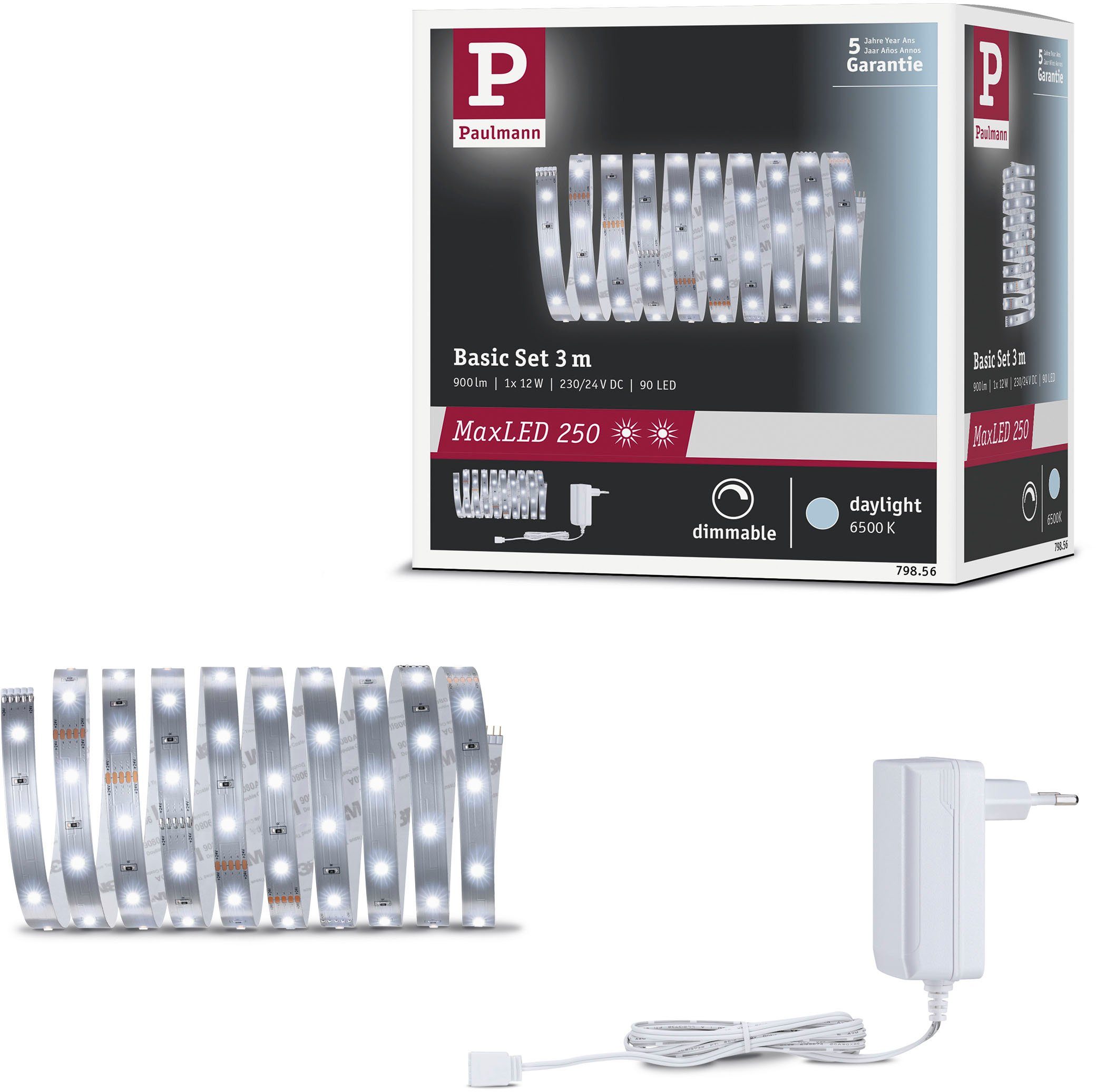 Paulmann LED Stripe MaxLED 250 Basisset unbeschichtet 3m Tageslichtweiß, 1-flammig | LED-Stripes