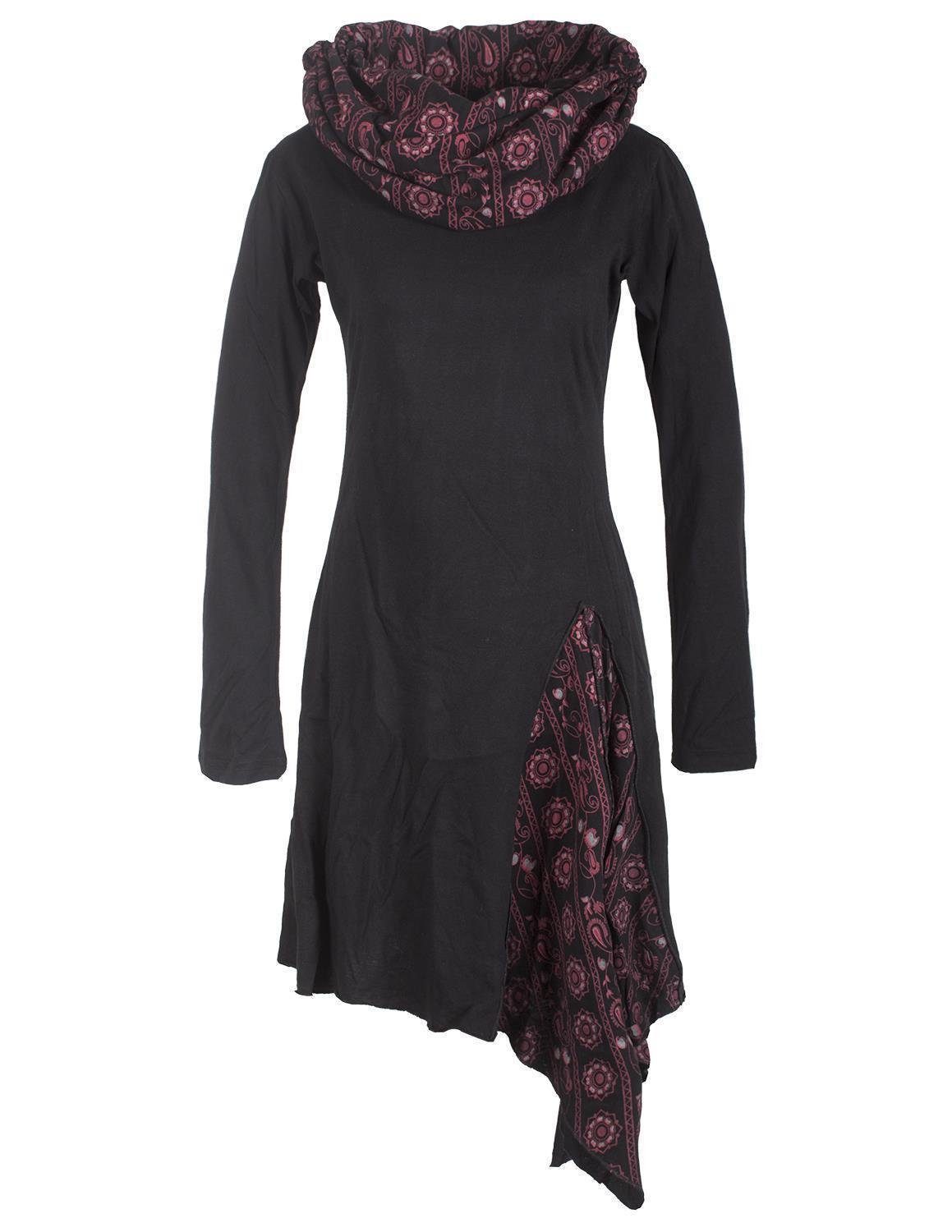 Jerseykleid Asymmetrisches Langarm Zipfelkleid mit Schalkragen
