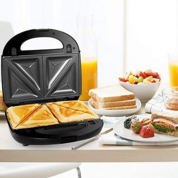 Gotoll 3-in-1-Sandwichmaker HS120N, 750 W, Waffeleisen Sandwichtoaster, Grill wechselplatten, schwarz