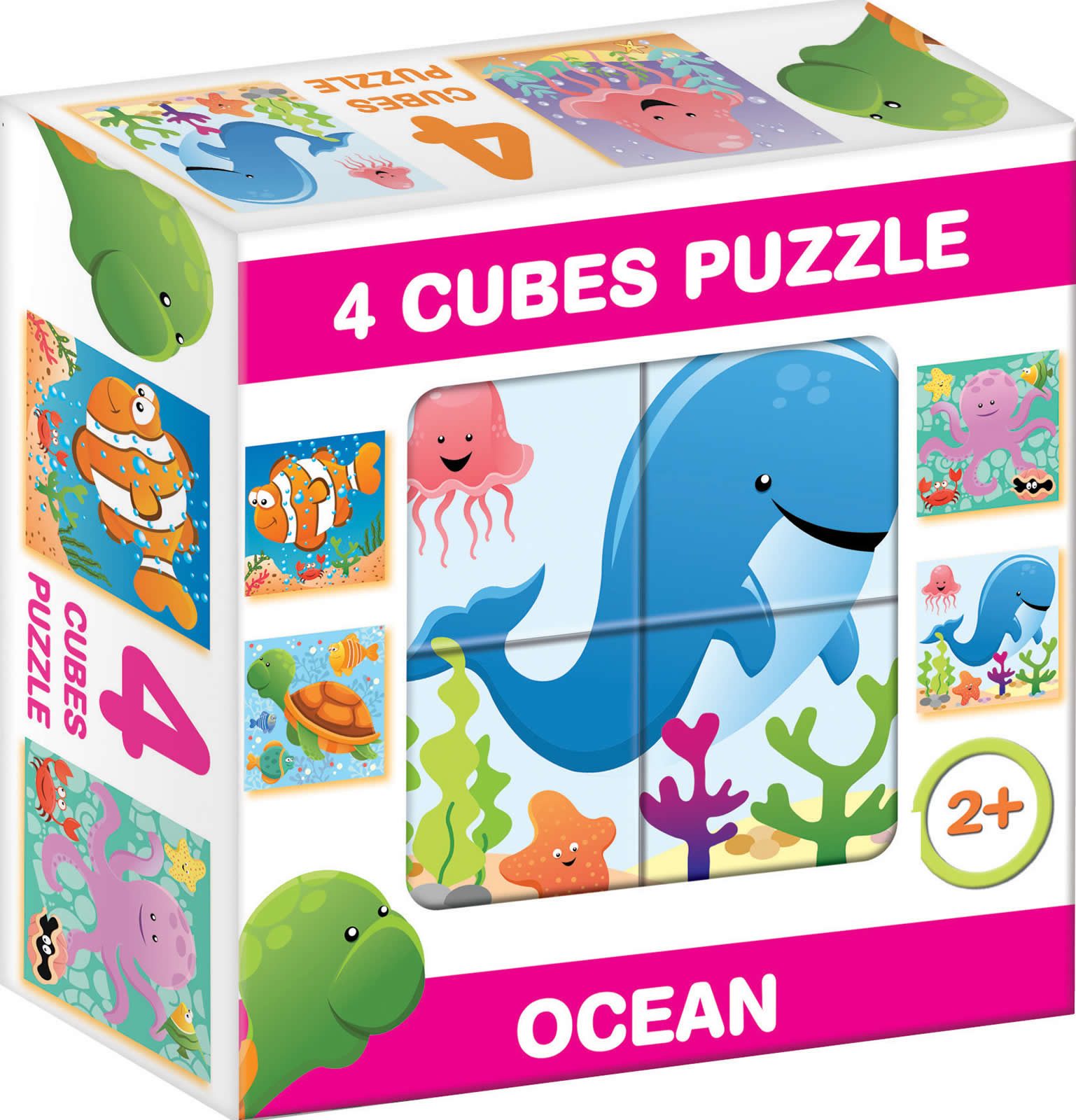 Dohany Würfelpuzzle Bilderwürfel 4-tlg. Meer Meerestiere Ozean, Puzzleteile