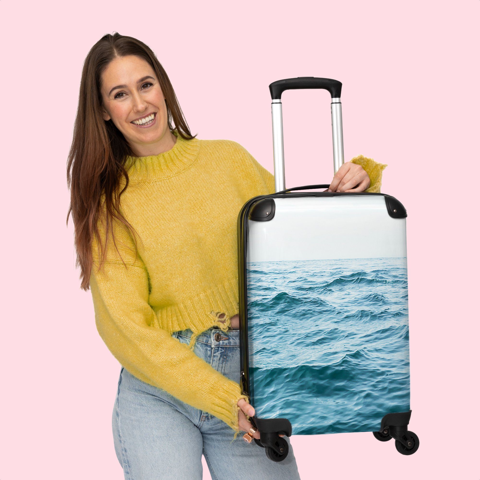 4 - NoBoringSuitcases.com© Wasser Rollkoffer - mit - Trolley - Rollen Handgepäckkoffer 55x35x20cm Ozean, Reisekoffer Handgepäck Meer Cabin Kleine Natur 4 Rollen,