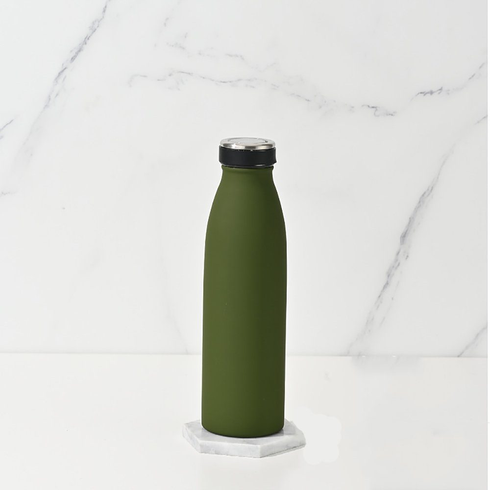 SCOKIT Trinkflasche 500ml Sport Thermoskanne, Auslaufsichere doppelwandig für heiße und kalte Getränke Grün