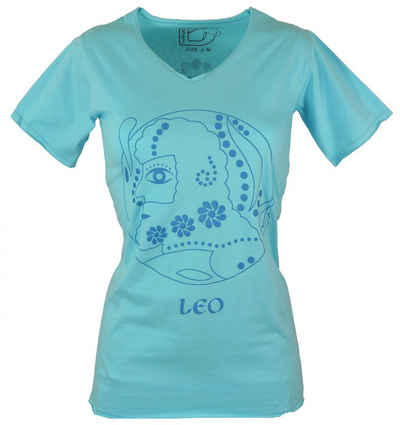 Guru-Shop T-Shirt Sternzeichen T-Shirt `Löwe` - türkis alternative Bekleidung