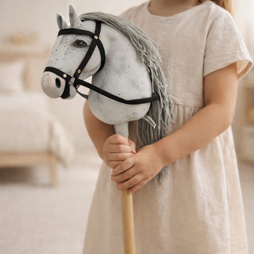 Haasenstrauch Steckenpferd Hobby Horse Steckenpferd – Pferd für Kinder weiß schwarz