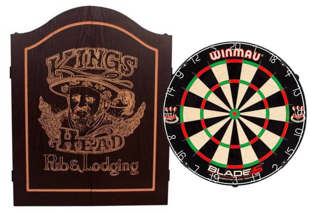 Empire.Dart Dartscheibe Cabinet Kings Head schwarz inkl. Winmau Blade 6 Board