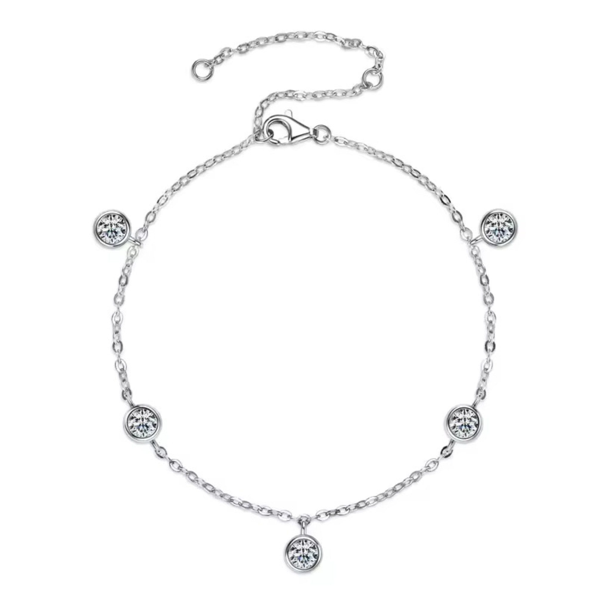 Silberarmband Moissanit Damen Armband 18cm 925 Sterling Silber 18KGold