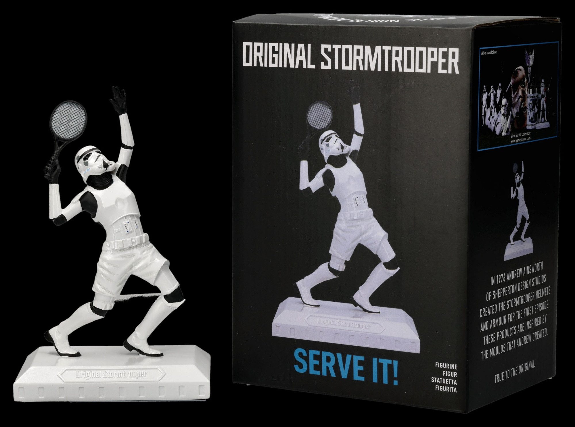 Figuren Shop GmbH Dekofigur Stormtrooper Figur – Tennis Statue Dekofigur Humor 19 cm Dekoration