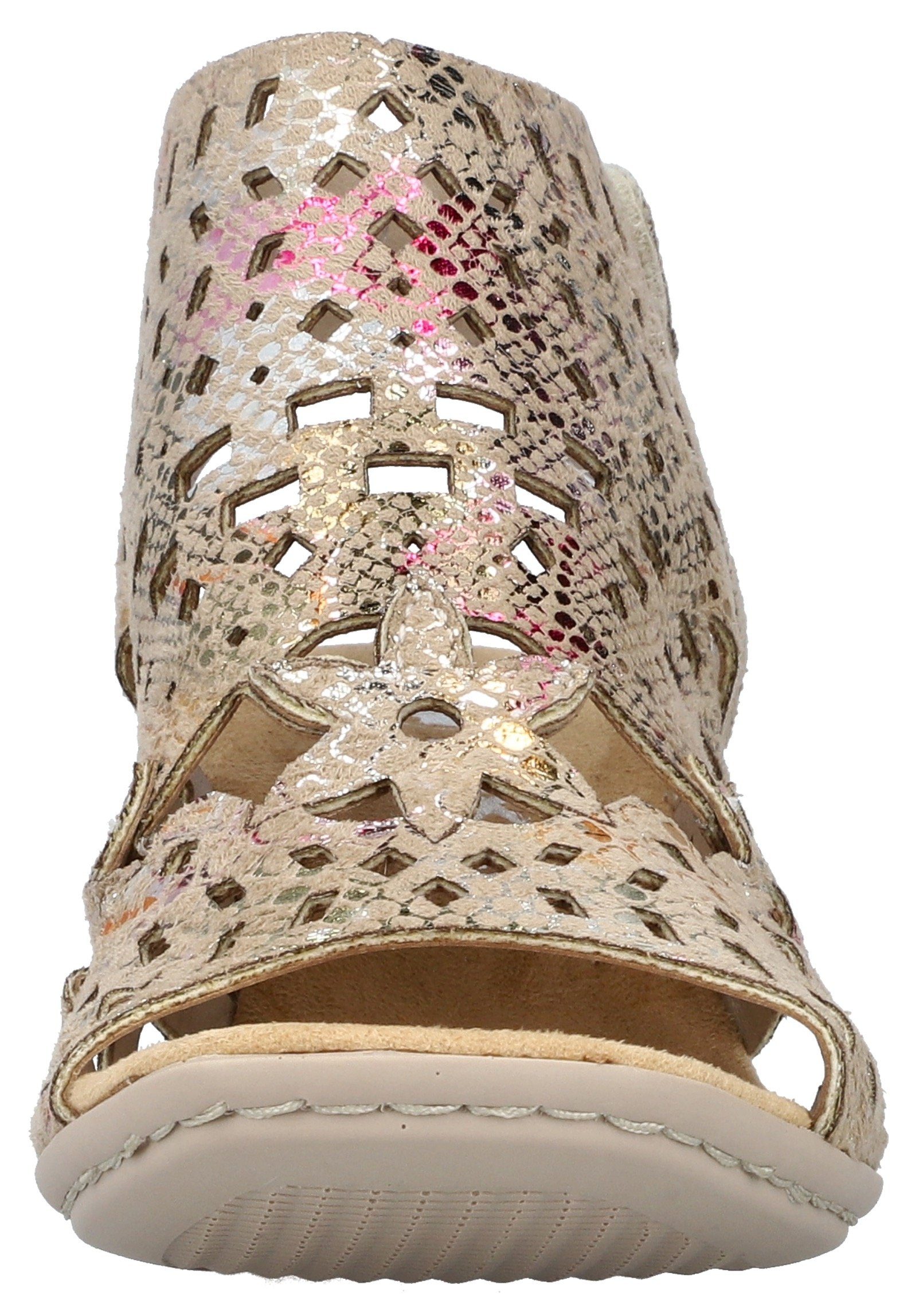 Rieker Sandalette Sommerschuh, Sandale, Blockabsatz, mit modischer Schaftgestaltung