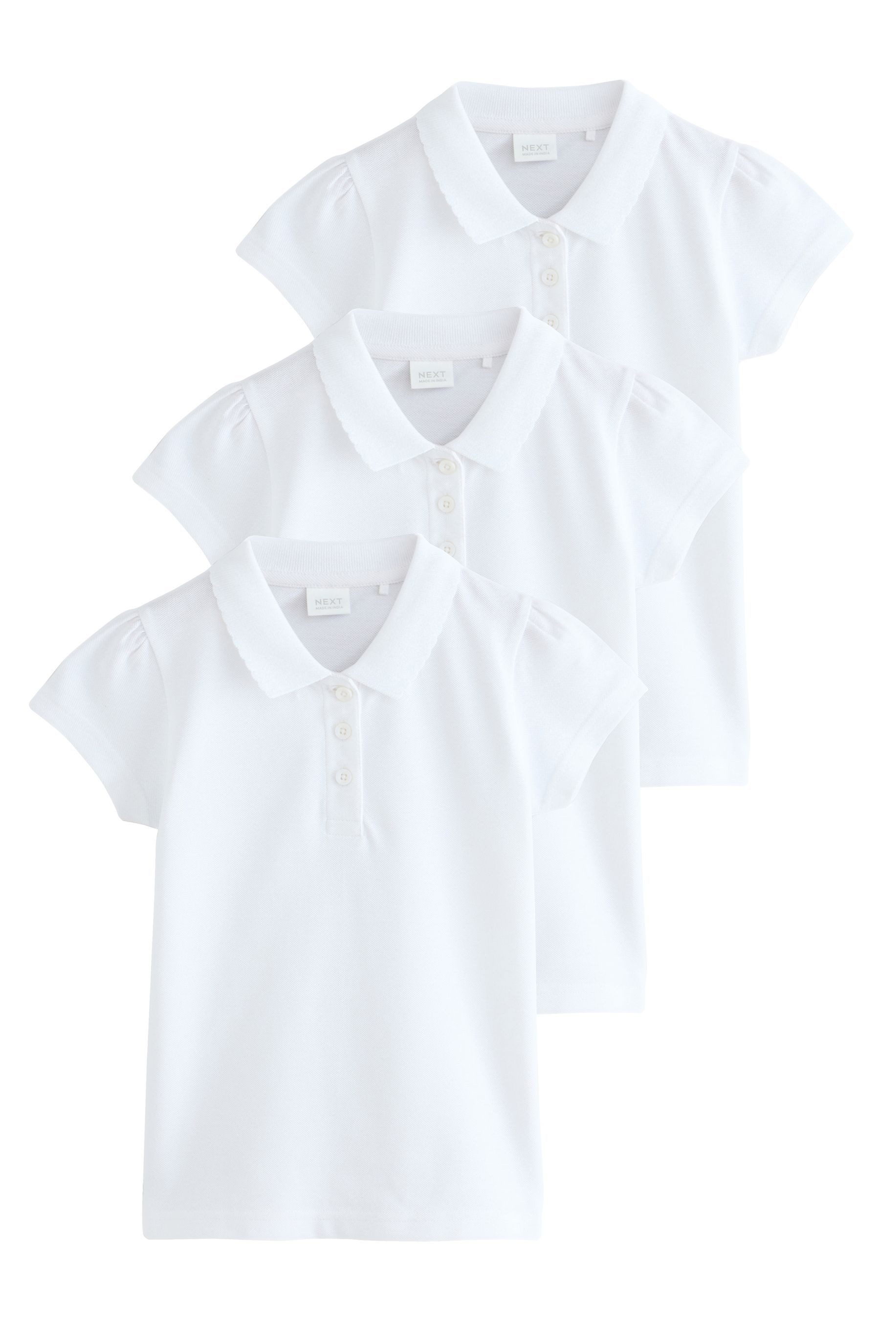 Poloshirt Kurzärmelige Mädchen-Polohemden Baumwolle 3er-Pack