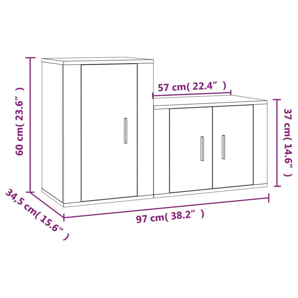 furnicato 2-tlg. TV-Schrank-Set Betongrau Holzwerkstoff TV-Schrank