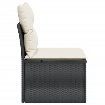 vidaXL Loungesofa Gartensofa ohne Armlehnen mit Kissen Schwarz Poly Rattan