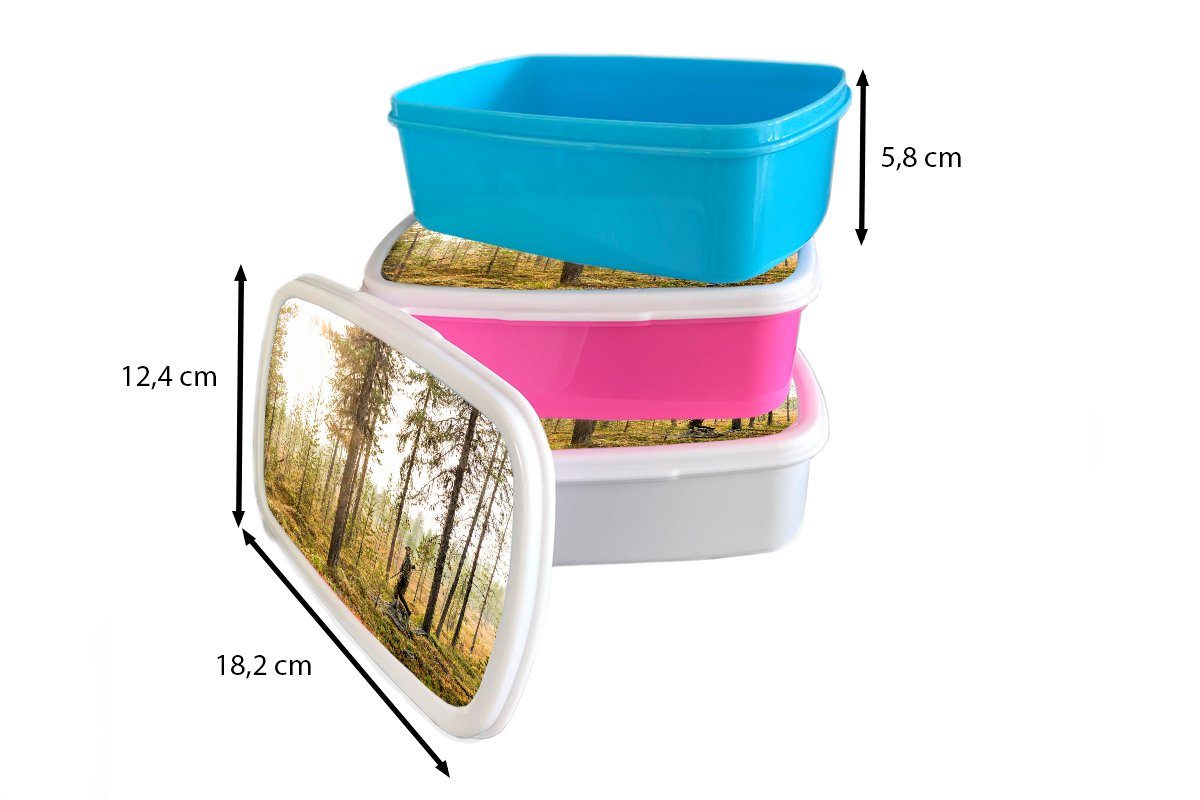 Lunchbox ist Erwachsene, Ein Brotdose Mädchen, (2-tlg), auf Kunststoff MuchoWow für Mann im Kunststoff, Wald, Jagd Snackbox, der rosa Brotbox Kinder,