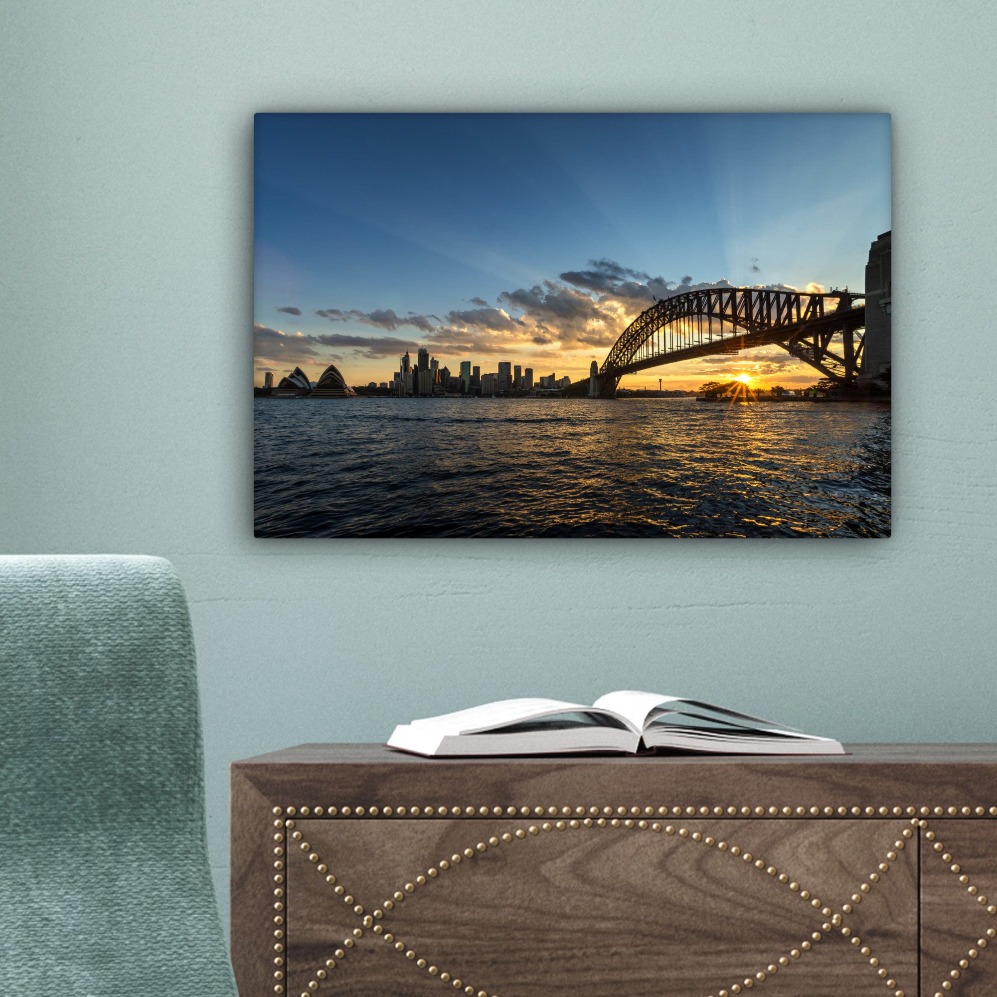 OneMillionCanvasses® Leinwandbild Sonnenstrahlen über der Sydney Bridge, Fotodruck (1 St), Leinwand Bilder Klein, Wand Dekoration Aesthetic 30x20 cm – Bild 3 von 5