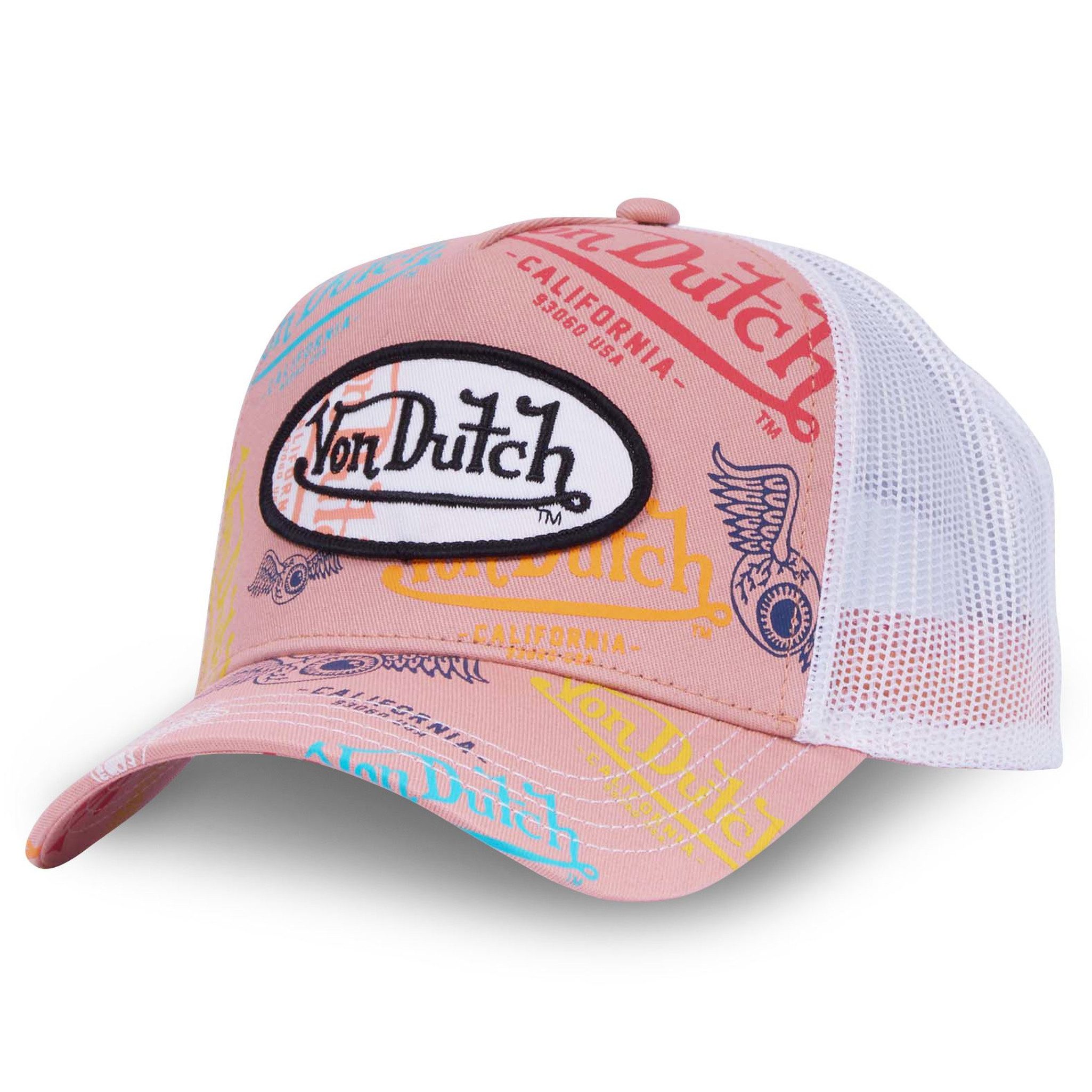Von Dutch Trucker Cap Von Dutch Originals Trucker Cap - Allover GRAFITTI Logo Patch (Basecap, Basecap, Meshcap, Trucker Kappe) viele kleine Logo-Prints