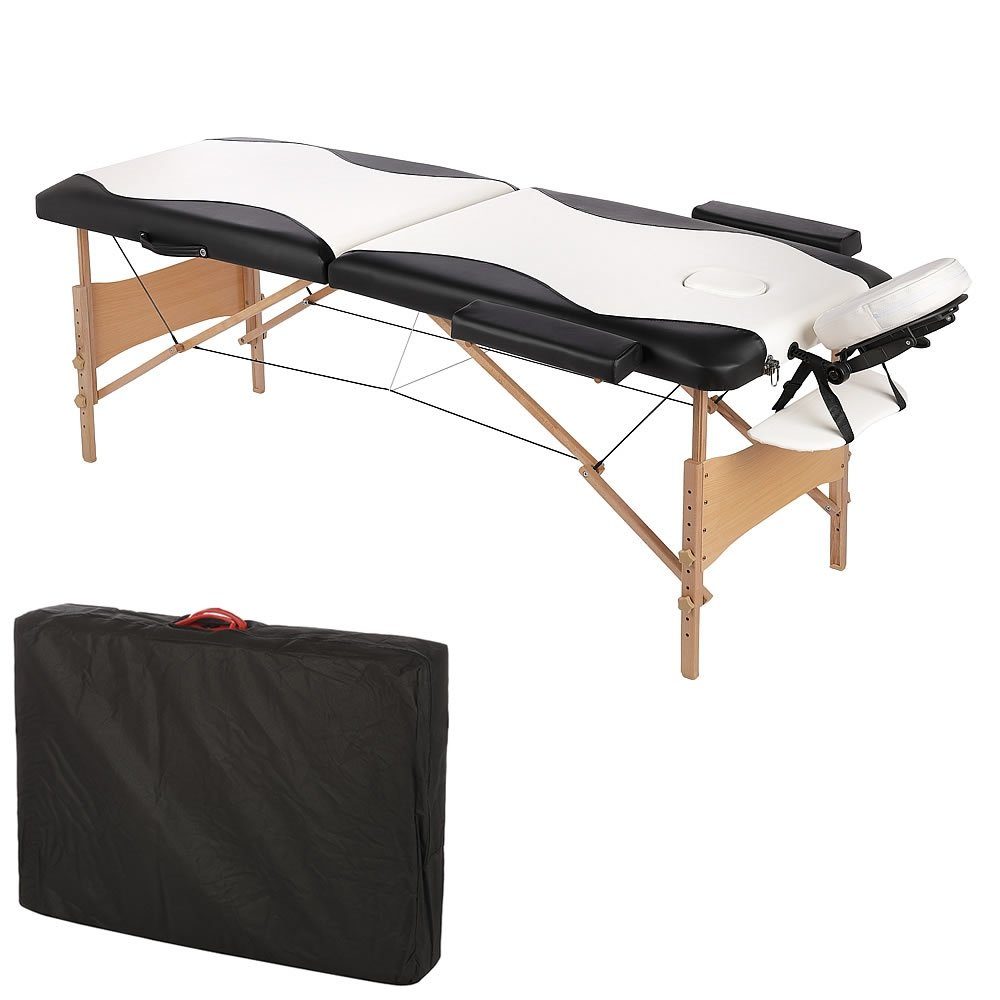 Feel2Home Massageliege Massageliege 2 Zonen Kopfstütze Ergonomische Weiß Rot Gelb Creme Mobil