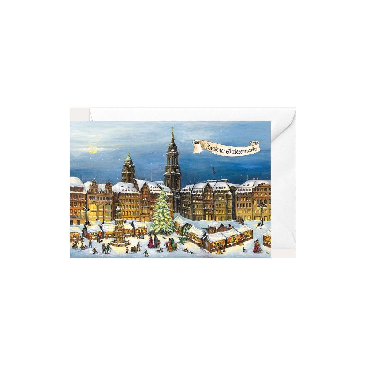 2245 & - Striezelmarkt" "Dresdner Weihnachtsklappkarte Tochter Olewinski Grußkarte