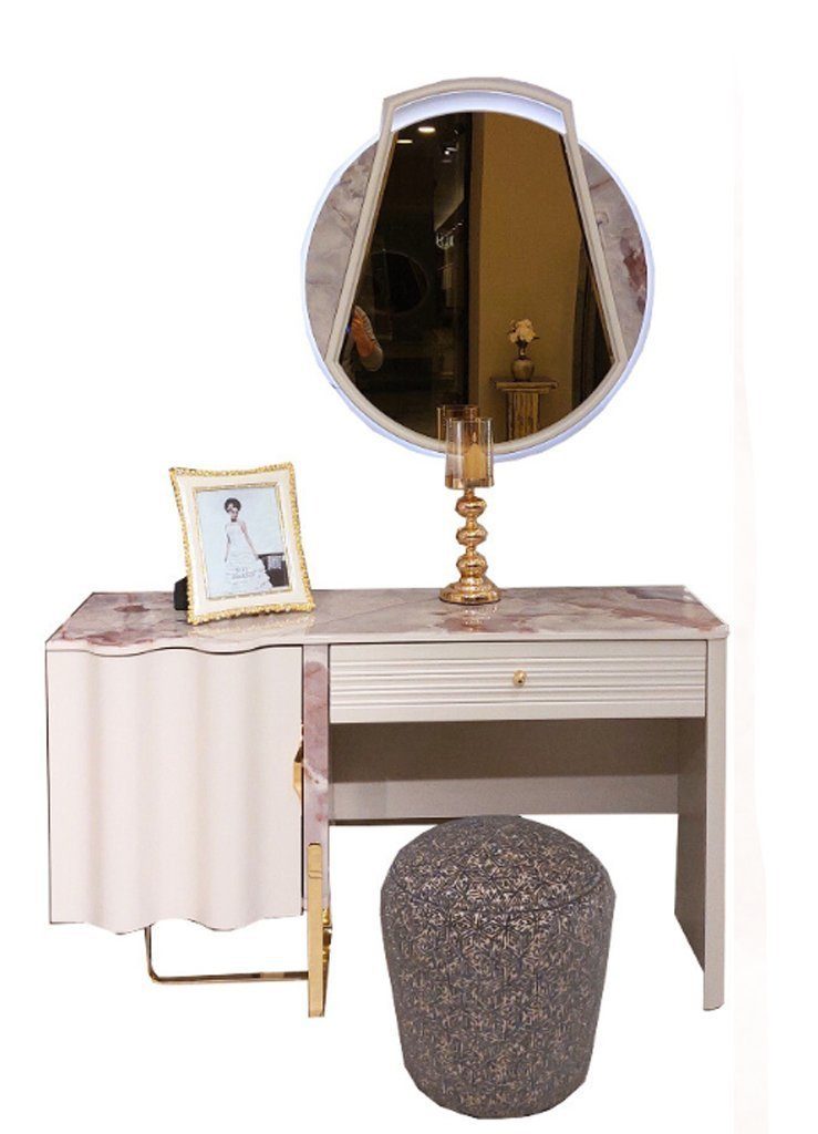 Schlafzimmer in Made Spiegel), Schminktisch Schminktisch Luxus Spiegel mit JVmoebel Modern Komplett Schminktisch, (2-St., Design Europa