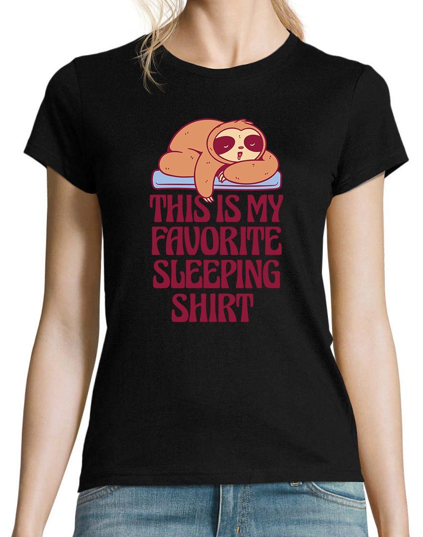 Youth Designz T-Shirt Favorite My Schwarz Shirt Damen süßem Sleeping Frontprint mit