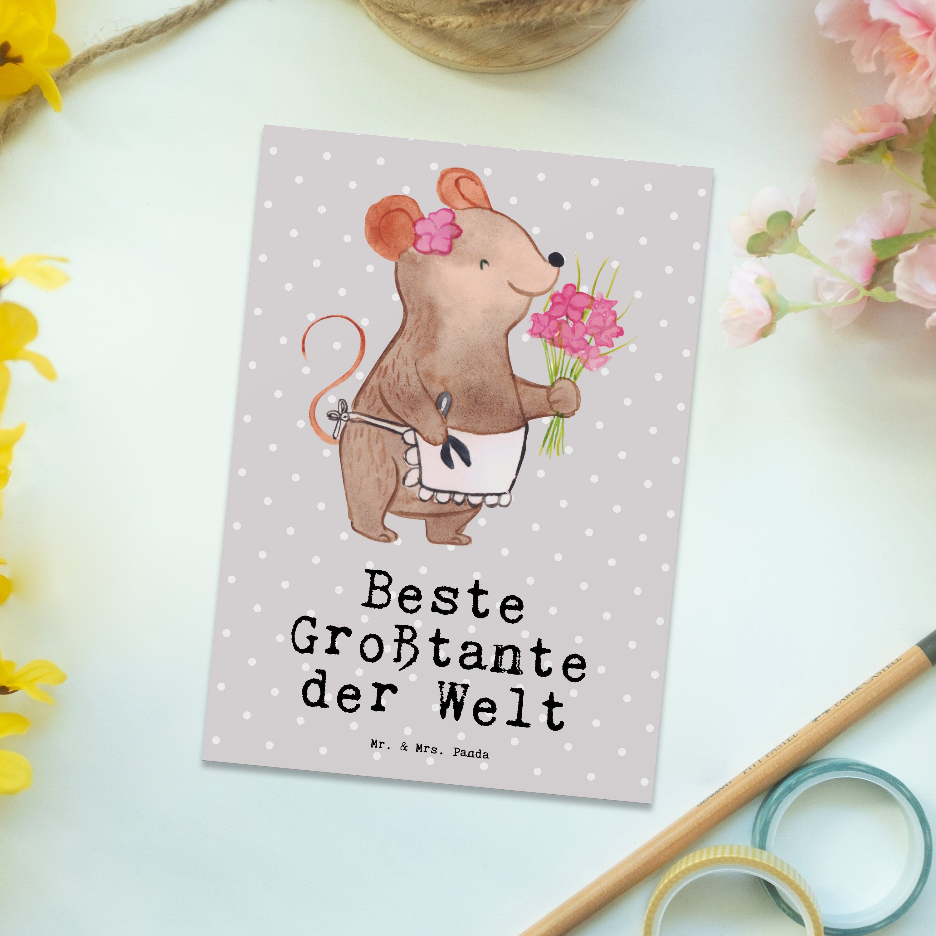 Mr. & Großtante Beste Pastell Ansichtskart der Grau Panda Maus Postkarte Geschenk, Welt Mrs. - 