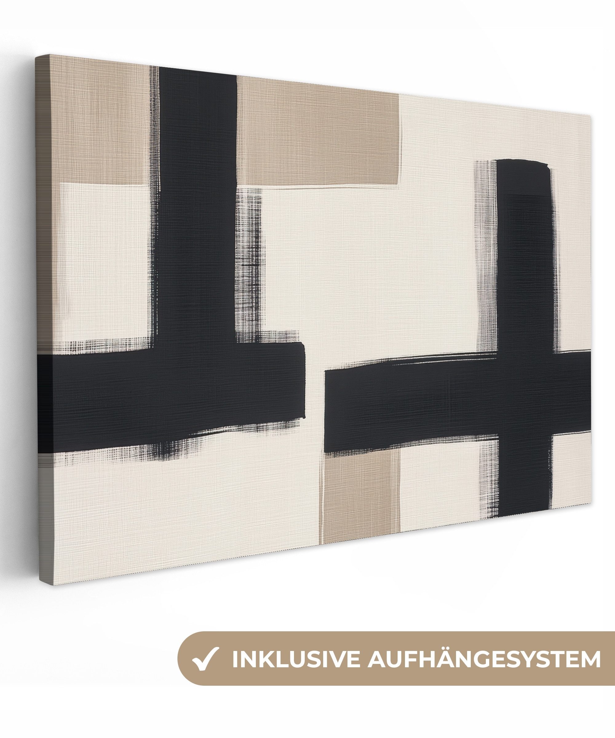 OneMillionCanvasses® Leinwandbild Schwarz - Abstrakt - Japanisch, Fotodruck günstig online kaufen