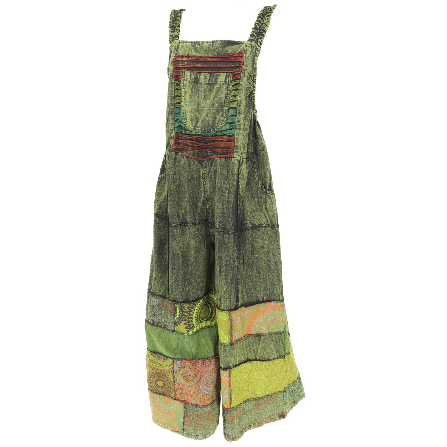 Guru-Shop Relaxhose Natürliche Patchwork Boho Latzhose, Overall,.. Ethno Style, alternative Bekleidung