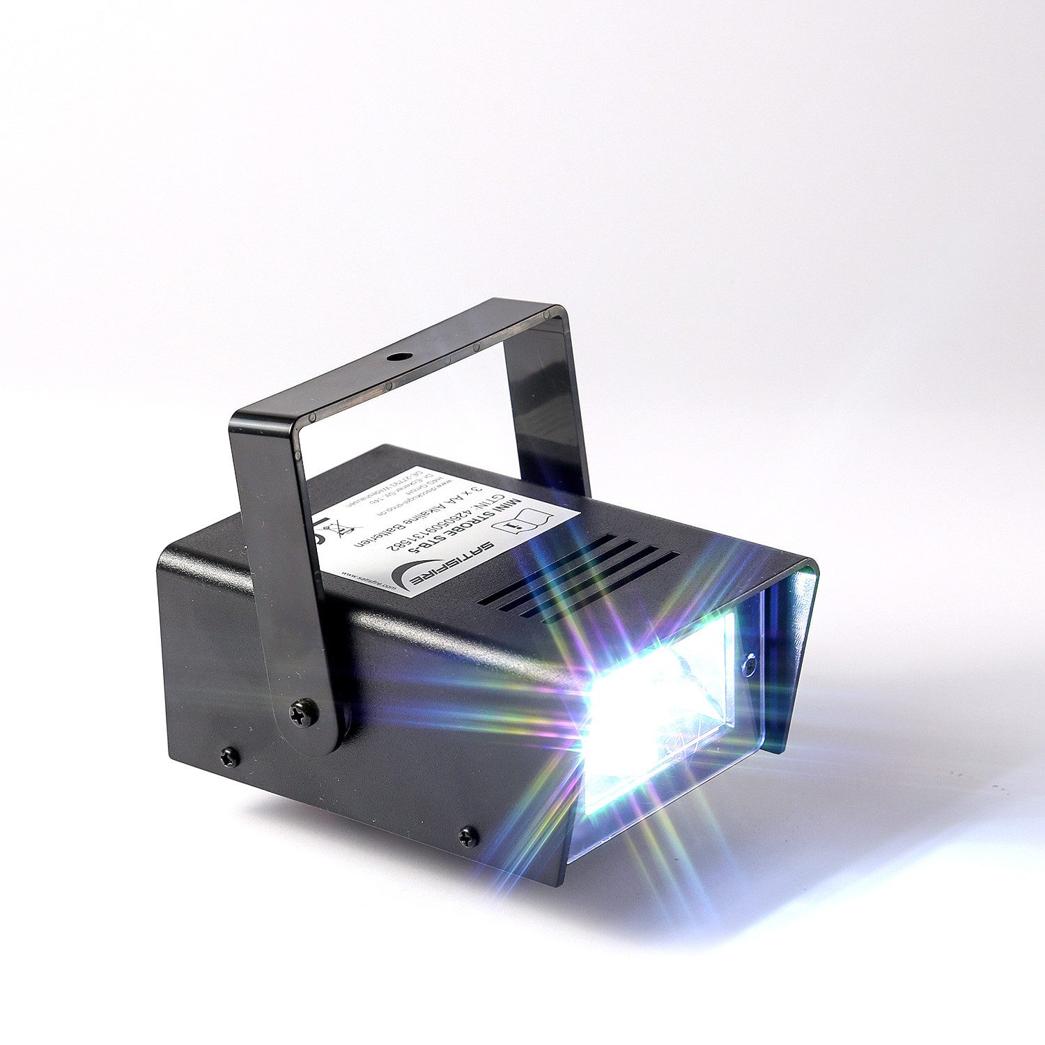 SATISFIRE Discolicht Mini LED Stroboskop - Batteriebetrieb - Geschwindigkeitsregelung, kaltweiss (5300K bis 6000K) – Bild 5 von 5