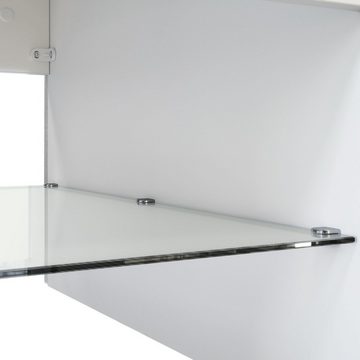 Vladon Couchtisch Clip (Wohnzimmertisch, mit 2 Seitenfächern und 1 Glasplatte), Weiß matt/ Brombeer Hochglanz (118 x 37 x 60 cm)
